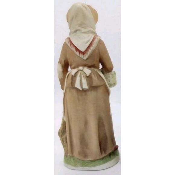 Vintage HOMCO Home Interiors Lady Ceramic Figurine Farmhouse Decor Bunny GLUED - Picture 3 of 10